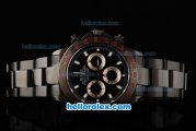 Rolex Daytona Swiss Valjoux 7750 Automatic Movement PVD Case with Black Dial-White Markers and PVD Strap