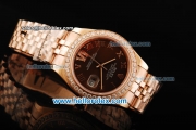 Rolex Datejust Oyster Perpetual Automatic Movement Full Rose Gold with Diamond Bezel and Roman Numerals