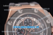 Audemars Piguet Royal Oak Offshore Chronograph Michael Schumacher Clone AP Calibre 3126 Automatic Rose Gold Case with Black Dial Stick Markers and Grey Rubber Strap (J12)