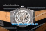 Hublot Classic Fusion Skeleton Asia Automatic Steel Case with Skeleton Dial and Brown Leather Strap