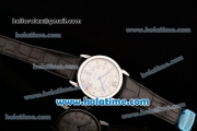 Cartier Ronde Solo Swiss ETA 2836 Automatic Steel Case with Black Leather Strap White Dial and Diamond Markers