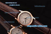 Patek Philippe Calatrava Swiss ETA 2824 Automatic Rose Gold Case with Brown Leather Strap and White Dial