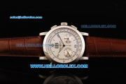 A.Lange&Sohne Datograph Flyback Chronograph Swiss Valjoux 7750 Manual Winding Movement White Dial with Brown Leather Strap