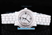 Chopard Full Ceramic Swiss ETA Quartz Movement with White Dial and Diamond Bezel