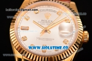 Rolex Day-Date Asia 2813/Swiss ETA 2836/Clone Rolex 3135 Automatic Yellow Gold Case with Silver Dial and Diamonds Markers (BP)