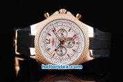 Breitling For Bentley Automatic Movement Rose Gold Case with Rose Gold Markers-White Dial and Black Rubber Strap