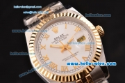 Rolex Datejust Automatic Movement Two Tone Case with Sliver Dial and Roman Marking