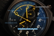 Ferrari Chronograph Miyota Quartz Movement PVD Case with White/Yellow Arabic Numerals - Black Leather Strap