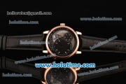 A.Lange&Sohne Grand Lange 1 “Lumen” Asia Automatic Rose Gold Case with Black Leather Bracelet and Black Dial