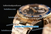 Rolex GMT Master II Asia 2813 Automatic Yellow Gold/Diamond Case with White Dot Markers and Diamond Bezel - ETA Coating