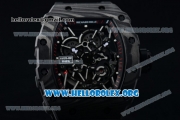 1:1 Richard Mille RM 35-02 RAFAEL NADA Japanese Miyota 9015 Automatic Black PVD Case with Skeleton Dial Black Crown Black Rubber Strap
