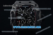 1:1 Richard Mille RM 35-02 RAFAEL NADA Japanese Miyota 9015 Automatic Black PVD Case with Skeleton Dial Black Crown Black Rubber Strap