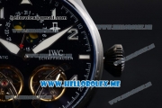 IWC Big Pilot Double Tourbillon Asia ST28 Automatic PVD Case with Black Dial and Black Leather Strap Stick/Arabic Numeral Markers