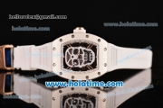 Richard Mille RM 52-01 Miyota 6T51 Automatic Rose Gold Case with White Skull Dial and White Rubber Bracelet