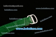 Cartier Ballon Bleu Swiss Quartz Steel Case with Green Leather Strap White Markers and Green Dial