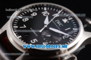 IWC Big Pilot Clone IWC 51111 Automatic Steel Case with Black Dial White Hands and Black Leather Strap Arabic Numeral Markers