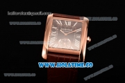 Cartier Tank MC Swiss ETA 2824 Automatic Rose Gold Case with Brown Dial and White Roman Numeral Markers