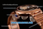 Cartier Rotonde De Miyota Quartz Rose Gold Case/Bracelet with Brown Dial