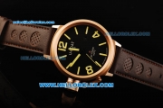 U-BOAT IFO Left Hook Automatic Movement Rose Gold Bezel with Black Dial and Leather Strap-Yellow Marking