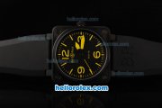 Bell & Ross BR 01-92 Automatic Movement with PVD Case and Blake Dial and Yellow Marker-Black Rubber Strap Bell & Ross BR 01-92 Automatic Movement with PVD Case and Blake Dial and Yellow Marker-Black Rubber Strap