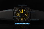 Bell & Ross BR 01-92 Automatic Movement with PVD Case and Blake Dial and Yellow Marker-Black Rubber Strap