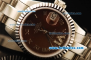 Rolex Datejust Automatic Movement Full Steel with ETA Coating Case with Brown Dial