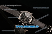 IWC Pilot's Watch Spitfire Chrono Miyota Quartz Steel Case with Black Leather Strap Black Dial and Arabic Numeral Markers