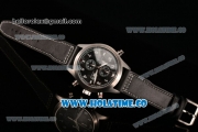 IWC Pilot's Watch Spitfire Chrono Miyota Quartz Steel Case with Black Leather Strap Black Dial and Arabic Numeral Markers