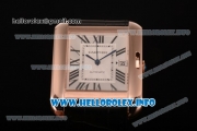 Cartier Tank Anglaise Miyota 9015 Automatic Rose Gold Case with Silver Dial Black Leather Strap and Roman Numeral Markers