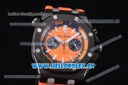 Audemars Piguet Royal Oak Offshore Diver Chrono Miyota OS20 Quartz PVD Case with Orange Dial Stick Markers and Orange Rubber Strap (EF)