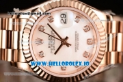 Rolex Datejust Swiss ETA 2671 Automatic Rose Gold Case with White Dial Diamonds Markers and Rose Gold Bracelet (BP)