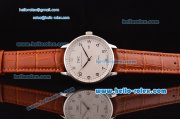 IWC Portuguese 2813 Automatic Steel Case with Silver Numeral Markers Brown Leather Strap and White Dial