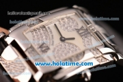 Patek Philippe Twenty-4 Swiss Quartz Steel Case with Black Leather Strap and Diamond/MOP Dial