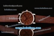 Cartier Rotonde Asia ST17 Automatic Steel Case with Black Leather Strap and Brown Dial