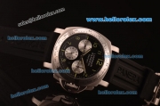 Panerai Chrono Pam 196 Luminor Daylight Automatic Steel Case with Silver Subdials and Black Rubber Strap-7750 Coating