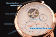 Patek Philippe Complications ST22 Automatic Rose Gold Case with Gold Markers Black Leather Strap and White Dial