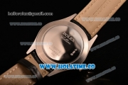 Rolex Cellini Asia Automatic Steel Case with Black Dial Stick Markers and Black Leather Strap - Diamonds Bezel (BP)