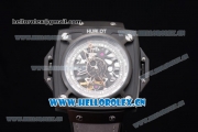 Hublot Masterpiece MP 08 Antikythera Sunmoon Asia 2813 Automatic PVD Case Skeleton Dial Grey Leather Strap and White Markers