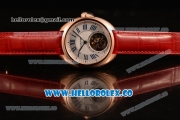 Cartier Cle de Cartier Swiss Tourbillon Manual Winding Rose Gold Case with White Dial and Red Leather Strap