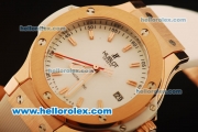 Hublot Big Bang Miyota Automatic Rose Gold Case with White Dial and White Rubber Strap-Lady Size