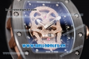 Richard Mille RM052 Miyota 9015 Automatic PVD/Rose Gold Case with Skull Dial and PVD Bezel Black Rubber Strap