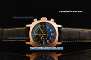 Ferrari Chronograph Miyota Quartz Movement Rose Gold Case with White/Yellow Arabic Numerals - Black Leather Strap