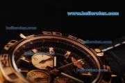 Breitling Chronomat B01 Chronograph Quartz Movement Rose Gold Case with Black Dial and Black Leather Strap