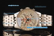 Breitling Montbrillant Swiss Valjoux 7750 Automatic Full Steel with White Dial and Sliver Numeral Markers Breitling Montbrillant Swiss Valjoux 7750 Automatic Full Steel with White Dial and Sliver Numeral Markers