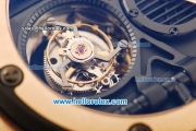 Hublot King Power Swiss Tourbillon Manual Winding Movement Rose Gold Case with Black Rubber Strap