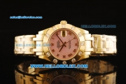 Rolex Datejust Automatic Movement Full Gold with Pink Dial and Roman Numerals-ETA Coating Case