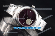 Rolex Oyster Perpetual Air King Clone Rolex 3132 Automatic Stainless Steel Case/Bracelet with Red Grape Dial and Stick Markers - 1:1 Original (JF)