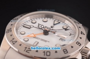 Rolex Explorer II Asia 2813 Automatic Steel Case with White Dial and White Rubber Strap - ETA Coating
