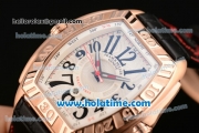 Franck Muller Conquistador Grand Prix Asia Automatic Rose Gold Case with Black Arabic Numeral Markers and White Dial