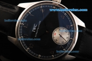 IWC Portuguese Minute Repeater Manual Winding Movement Steel Case with Black Dial and Black Leather Strap